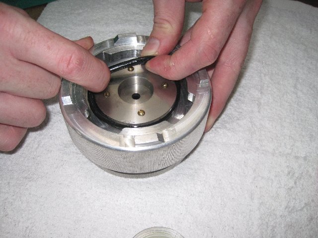 Stretch the O-Ring back over the O-Ring groove and secure in place