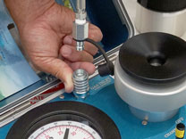 Safety Quick Connector from 6-Foot Filling Hose connecting to instrument