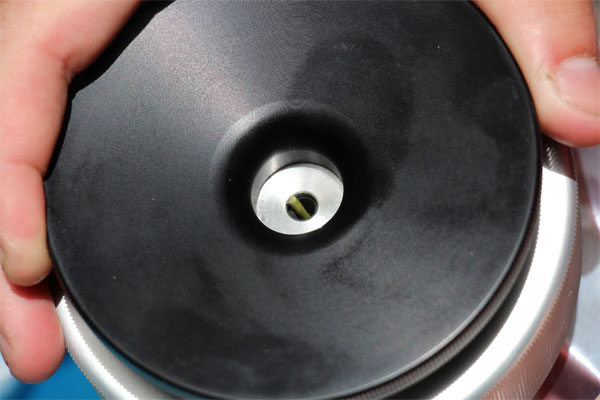 petiole being tightened into place inside a pressure chamber